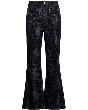 Ganni Dark Denim Wide-Leg Pants - Black