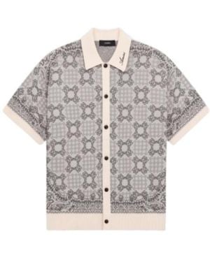 Amiri Geometric Knit Short Sleeve Shirt - Grey