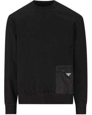Prada Crew Neck Long-Sleeved Sweatshirt - Black