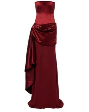 Alex Perry Draped Silk Corset Gown - Red