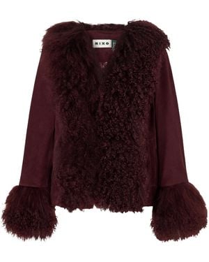 RIXO London Shearling-Trimmed Suede Jacket - Purple