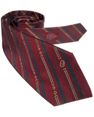 Gucci Interlocking G Horsebit Belt Silk Tie - Red