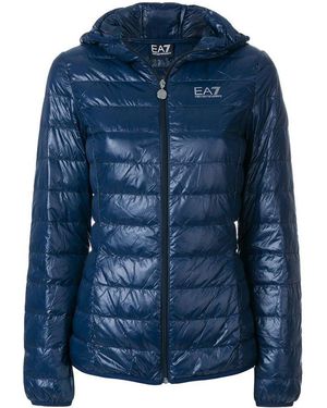 EA7 Logo Print Puffer Jacket - Blue