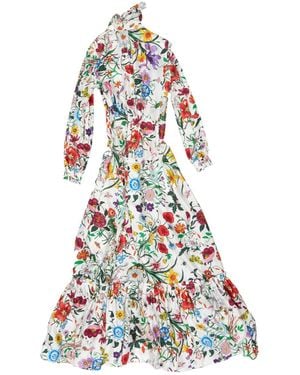 Gucci Printed Twill Long Dress - White