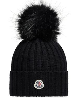 Moncler Wool Beanie With Pom Pom - Black