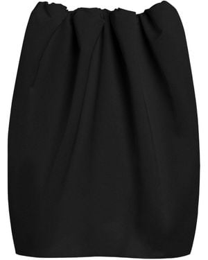 Ami Paris Midi Gathered Satin Skirt - Black