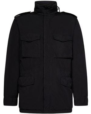 Aspesi Crinkled-Finish Patch-Pocketed Military Jacket - Black