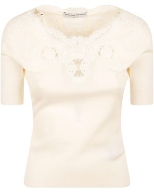 Ermanno Scervino Lace Panel Knitted Top - Natural