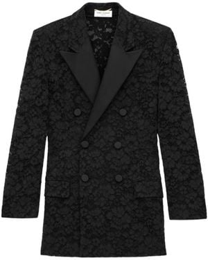 Saint Laurent Double-Breasted Tuxedo Jacket - Black