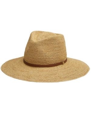 Rag & Bone Leather-Trimmed Wide-Brim Raffia Hat - Natural