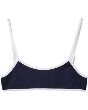Miu Miu Logo-Patch Technical-Knit Swimsuit Top - Blue