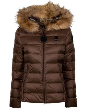 Blauer Usa Faux-Fur Trim Quilted Jacket - Brown