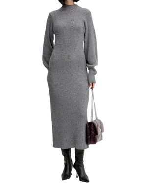 Twinset Long-Sleeved Crewneck Dress - Gray