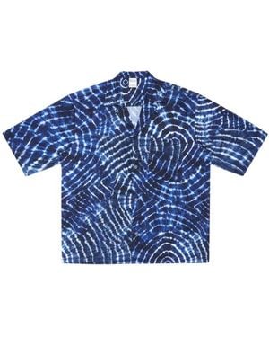 Marcelo Burlon County Of Milan Soundwaves Print Short-Sleeved Shirt - Blue