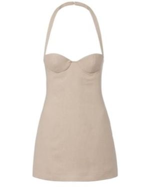 Magda Butrym Halterneck Linen Minidress - Natural