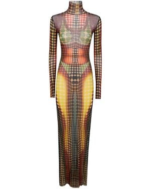 Jean Paul Gaultier High-Neck Dots Maxi Dress - Multicolour