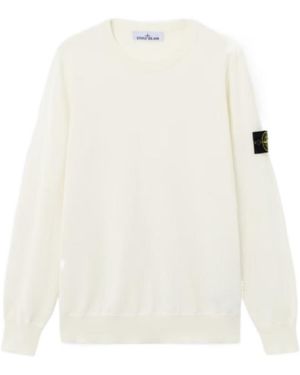 Stone Island Logo Patch Crewneck Jumper - White