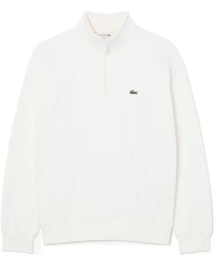 Lacoste Logo Patch Half-Zip Sweatshirt - White