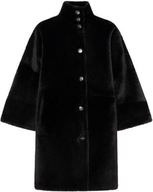 Yves Salomon Oversized Shearling Coat - Black