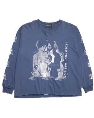 Enfants Riches Deprimes Graphic-Print Distressed Long-Sleeve T-Shirt - Blue