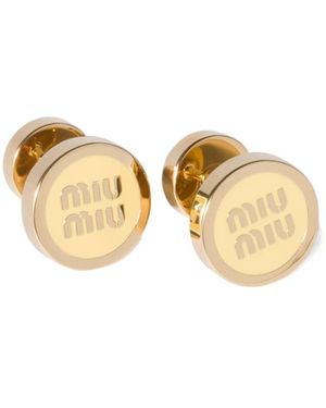 Miu Miu Bijoux Logo Stud Earrings - Metallic