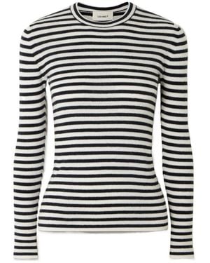 Lisa Yang Vivian Striped Ribbed Cotton And Cashmere-Blend Top - Black
