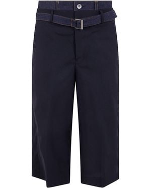 Sacai Belt-Detail Shorts - Blue