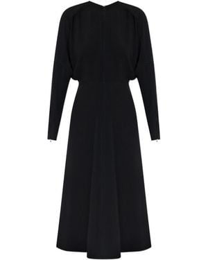 Victoria Beckham Dolman-Sleeves Cady-Texture Midi Dress - Black