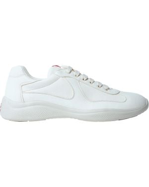Prada Logo Detailed Lace-Up Trainers - White