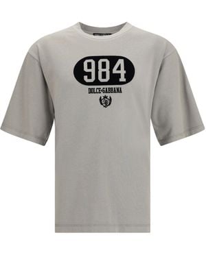 Dolce & Gabbana Logo Printed Crewneck T-Shirt - Grey
