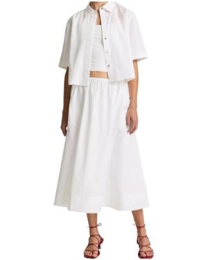 Vince Scallop-Detail Cotton Midi Skirt - White