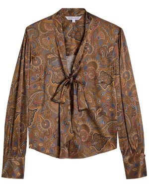 Veronica Beard Francine Printed Silk-Blend Blouse - Brown