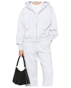 Sporty & Rich Long-Sleeved Zip-Up Sweatshirt - White