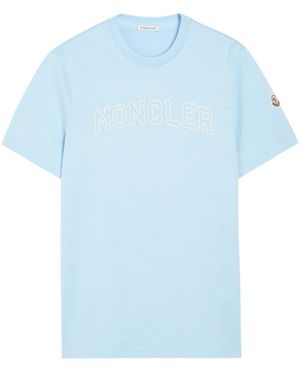 Moncler Logo-Print Cotton T-Shirt - Blue
