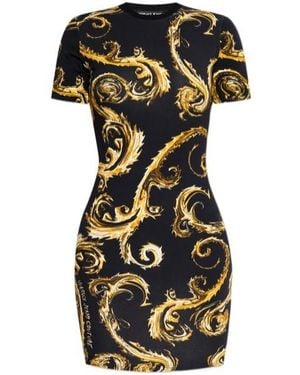 Versace Jeans Couture Baroque-Print T-Shirt Dress - Black