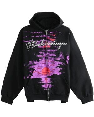 Balenciaga Dream Distressed Zipped Hoodie - Multicolour