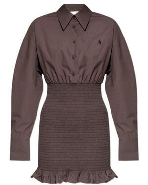 The Attico The Ruched Corset Dress - Brown
