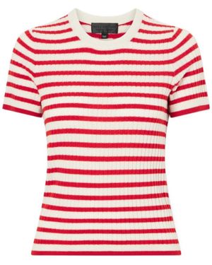 Nili Lotan Alita Striped Cashmere T-Shirt - Red