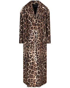 Dolce & Gabbana Leopard Printed Coat - Brown