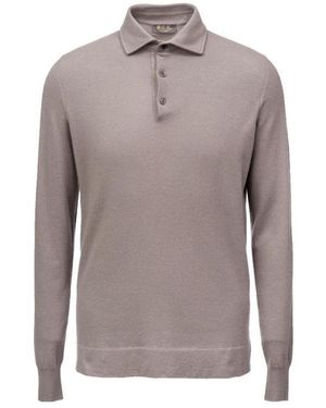 Loro Piana Long-Sleeved Polo Shirt - Grey