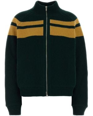 Miu Miu Striped Wool Cardigan - Black
