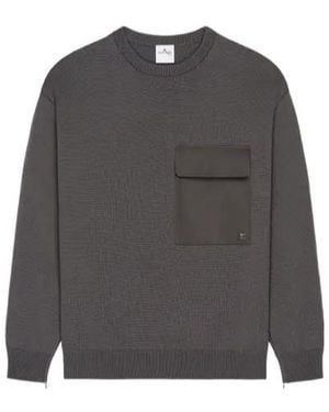 Courreges Chest-Pocket Crew-Neck Sweater - Gray