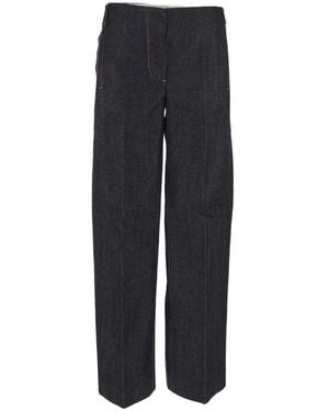 Tory Burch Princess Seam Pleated Jeans - Blue