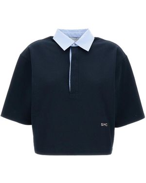 Stella McCartney Logo Emroidered Cropped Polo Shirt - Blue