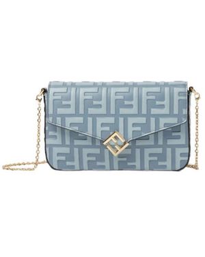 Fendi Monogram Chain Wallet - Blue