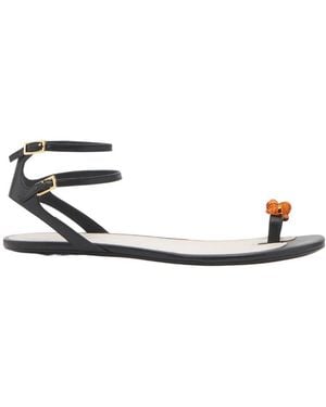Lanvin Logo Flat Sandals - White