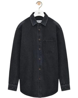 Loewe Anagram-Patch Denim Overshirt - Blue