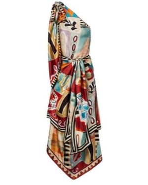 ALÉMAIS Michelle One-Shoulder Silk Midi Dress - White