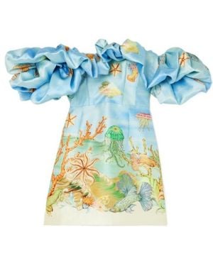ALÉMAIS Printed Mini Dress - Blue