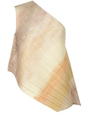 Pleats Please Issey Miyake One-Shoulder Pleated Top - White